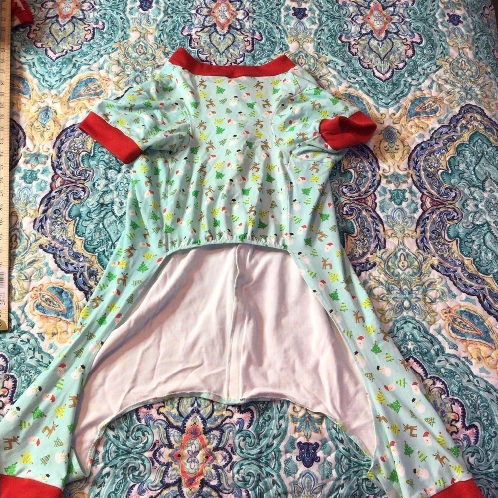 Red and Green Dog Clothing with Playful Christmas Design (0013) - Picture 2 of 7
